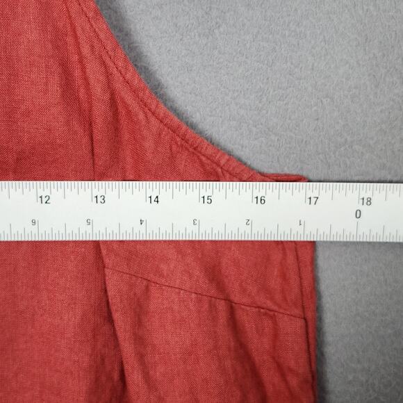 Sigrid Olsen Dress Womens Small Coral Linen Sleeveless High Neck Shift Keyhole - Picture 3 of 10